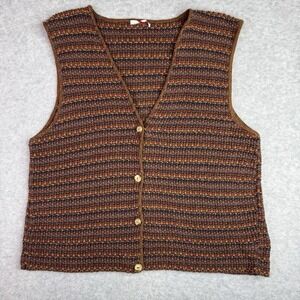 Vintage‎ Chunky Knit Sweater Vest Boho Hippie Multicolor Medium Grandmacore